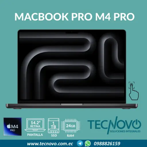 Laptop APPLE MacBook Pro M4 Pro 14-core Chip 20-core GPU 24GB 1TB 14,2" Retina