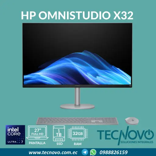 Computador AIO HP OmniStudio X 32-c1271la Intel Core Ultra 7-258V 32GB 1TB SSD 31.5" 4K