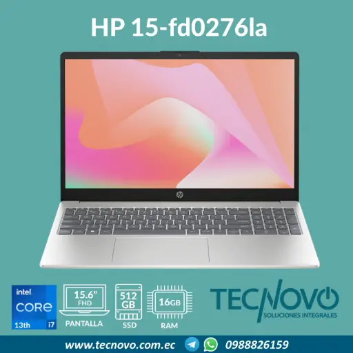Laptop HP 15-fd0276la Intel Core I7-1355U 16GB 512GB SSD 15.6" FHD