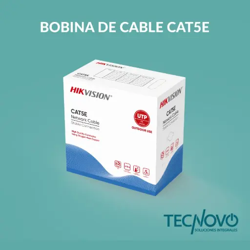 Rollo de cable UTP HIKVISION CAT5E para exteriores 305m