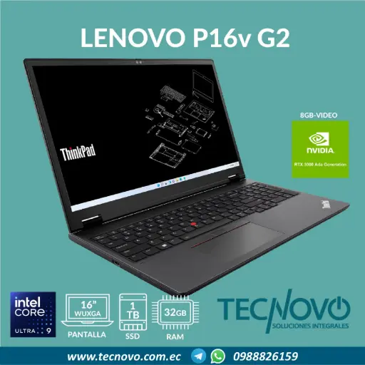 Laptop LENOVO Thinkpad P16v G2 Intel Core Ultra 9-185H 32GB 1TB RTX 3000 8GB 16" WUXGA