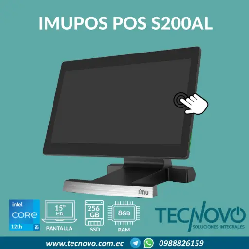 Computador Todo en Uno POS IMUPOS S200AL Intel Core I5 12va Generación 8GB 256-SSD 15" TACTIL