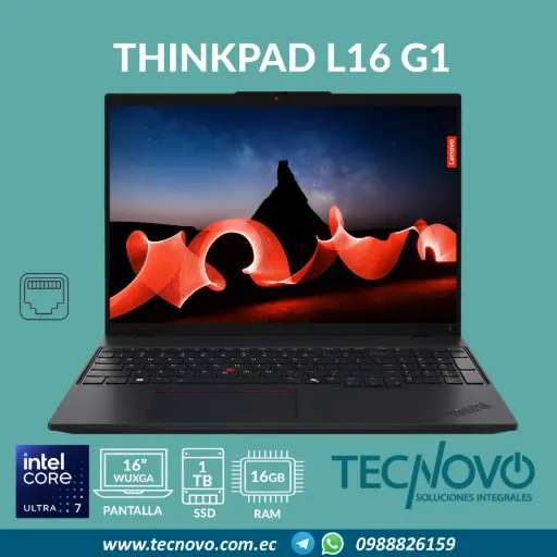 Laptop LENOVO ThinkPad L16 G1 Intel Core Ultra 7-155U 16GB 1TB-SSD 16" WUXGA