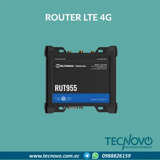 Router LTE RUT955 CONECTIVIDAD 4G LTE (Cat 4), 3G, 2G 