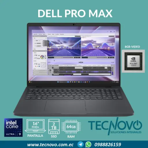 Laptop DELL Pro Max Intel Core Ultra 9-285H vPro 64GB 2TB SSD RTX PRO 1000-8GB 16" FHD+