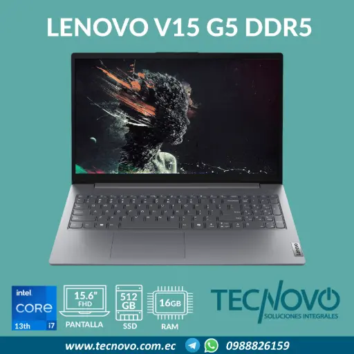 Laptop LENOVO V15 G5 IRL Intel Core I7-13620H 16GB DDR5 512GB SSD 15.6" FHD
