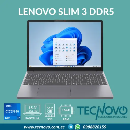 Laptop LENOVO Ideapad Slim 3 Intel Core I7-13620H 16GB DDR5 512GB SSD 15.3" FHD