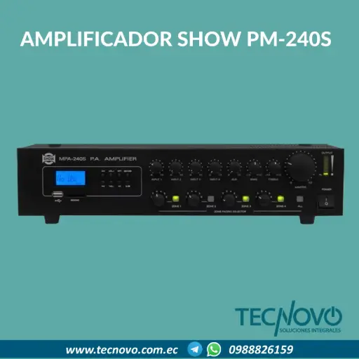 Amplificador Show 4 zonas PM-240S ECHO 240W USB/SD/MP3/MMC