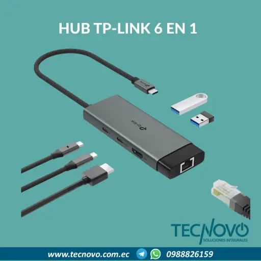 Hub TP-LINK UH6120C 6 en 1 HDMI4k(1), USB-C 100w, RJ45, USB A