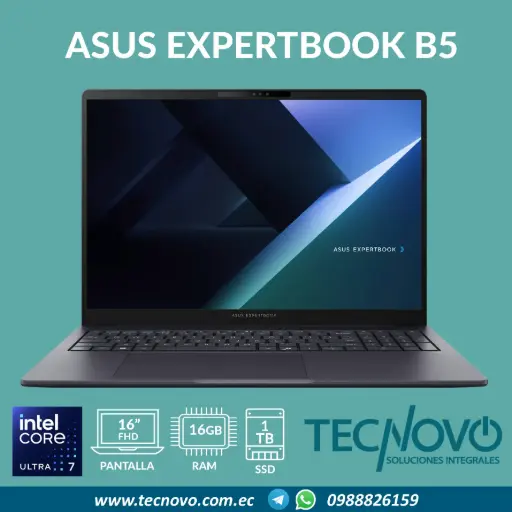 Laptop ASUS ExpertBook B5 Intel Core Ultra 7-255H 16GB 1TB SSD 16" WQXGA