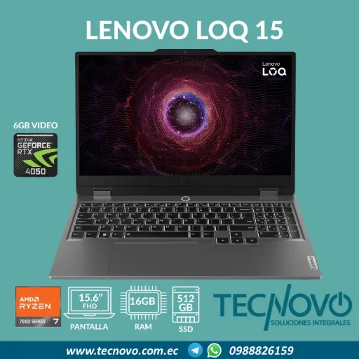 Laptop LENOVO LOQ 15ARP9 AMD Ryzen 5-7235HS 16GB 512GB-SSD RTX 4050 6GB 15.6" FHD