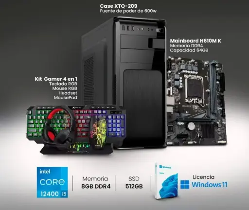 Computador de escritorio Intel Core i5-12400 8GB 512GB SSD