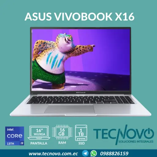 Laptop ASUS VivoBook X1605VA Intel Core I9-13900H 16GB 1TB-SSD 16" WUXGA + MOCHILA 3Y