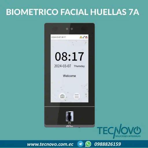 Biométrico facial, huellas y tarjetas ZKTECO ZK SENSEFACE 7A