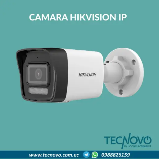 Cámara HIKVISION DS-2CD1043G2-LIU IP Bala 4MP Exteriores con luz híbrida inteligente (Micrófono incorporado para seguridad de audio en tiempo real)