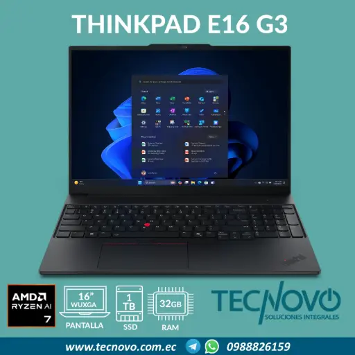 Laptop LENOVO ThinkPad E16 G3 AMD Ryzen 7-250 32GB 1TB-SSD 16" FHD