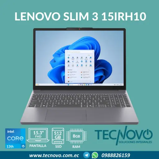 Laptop LENOVO Ideapad Slim 3 15IRH10 Intel Core I5-13420H 8GB DDR5 512GB SSD 15.3" WUXGA