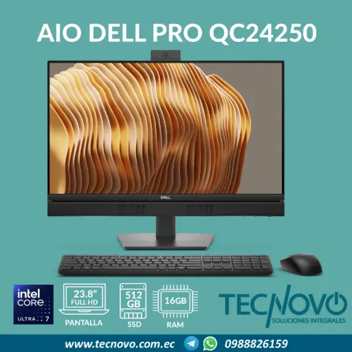 Computador AIO DELL Pro QC24250 Intel Core Ultra 7-265 16GB 512GB SSD 23.8" FHD