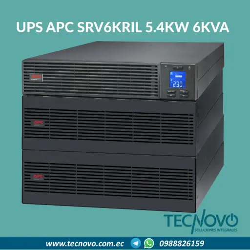UPS APC OnLine SRV6KRIL RACK 5.4KW/6000VA Pantalla con transformador reductor de 230 a 120 V