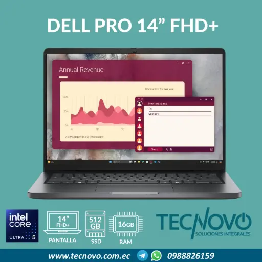 Laptop DELL Pro Intel Core Ultra 5-225U 16GB 512GB-SSD 14" FHD