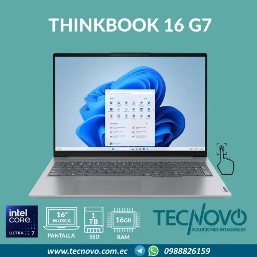 Laptop LENOVO Thinkbook 16 G7 IML Intel Core Ultra 7-155U 16GB DDR5 1TB-SSD 16" FHD