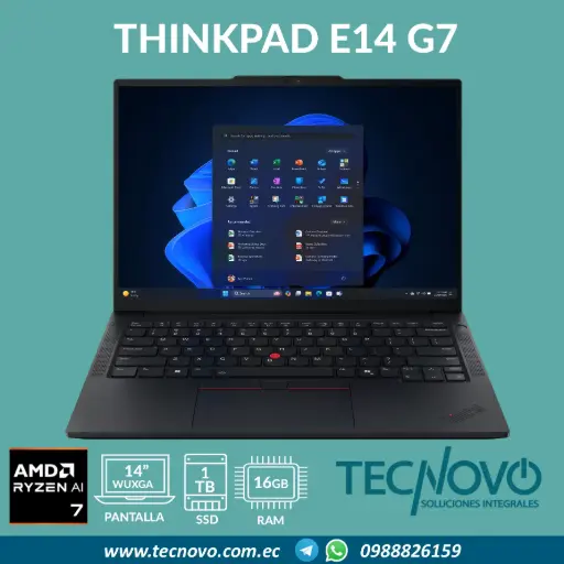Laptop LENOVO ThinkPad E14 Gen 7 AMD Ryzen 7-250 16GB 1TB-SSD 14" WUXGA
