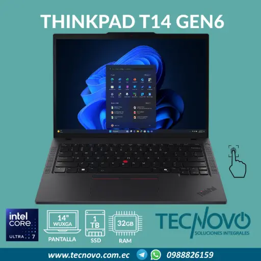 Laptop LENOVO Thinkpad T14 G6 Intel Core Ultra 7-255U 32GB DDR5 1TB-SSD 14" WUXGA