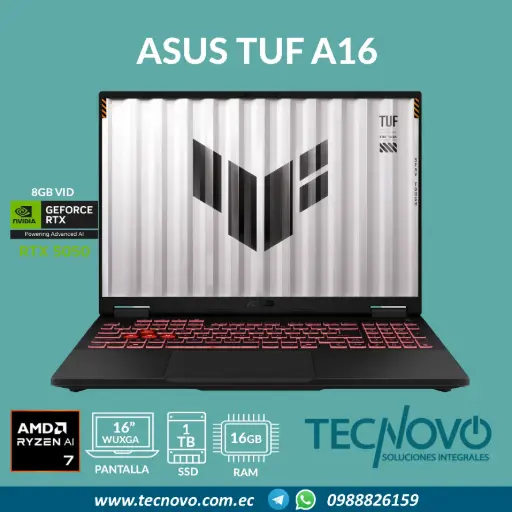Laptop ASUS TUF Gaming A16 FA608 AMD Ryzen 7 260 16GB DDR5 1TB SSD RTX 5050-8GB 16" WUXGA