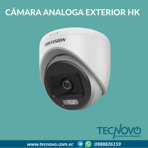 Cámara HIKVISION análoga tipo domo exteriores 2MP Luz Hibrida con audio 