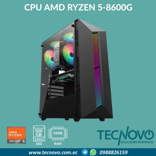 Computador CPU AMD Ryzen 5-8600G 16GB 500GB SSD