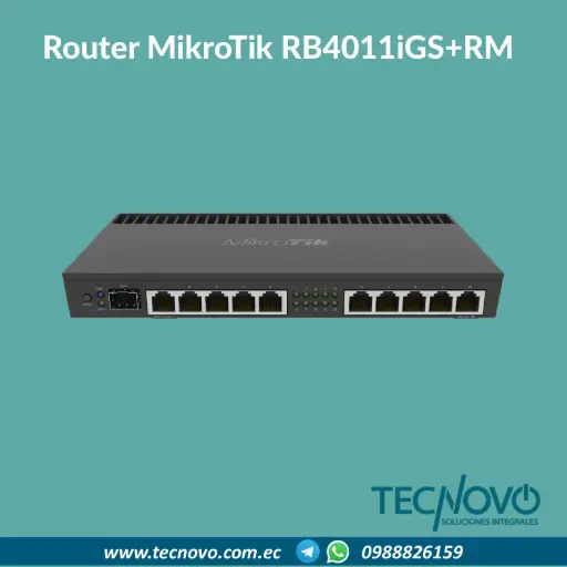  Router MikroTik RB4011iGS+RM 10 puertos Gigabit y 1 puerto SFP+ 