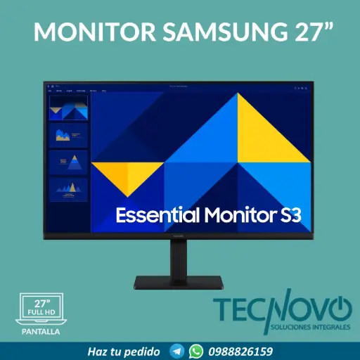 MONITOR SAMSUNG ESSENTIAL S3 S30GD IPS PLANO 27" FHD