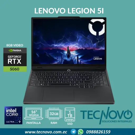 Lenovo Legion 5I Intel Core Ultra 9 275HX 32GB DDR5 1TB-SSD VID-8GB RTX 5060 16" WQXGA