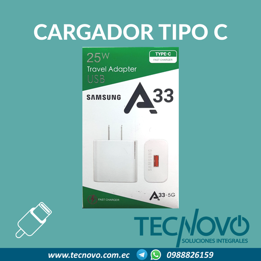 Cargador de celular SAMSUNG A33 25W Tipo C