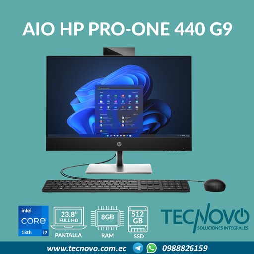 Computador AIO HP ProOne 440 G9 I7-14700 16GB 512GB SSD 23.8" FHD