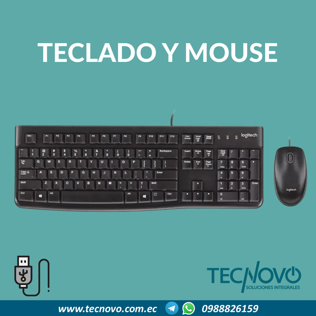 Teclado Mouse COMBO LOGITECH MK120 Negro USB TECNOVO