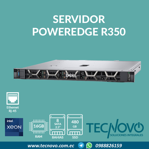 Servidor DELL PowerEdge R350 16GB 480GB-SSD