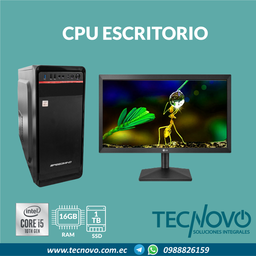 Computador CPU I5-10400 16GB 1TB-SSD W11 + Monitor
