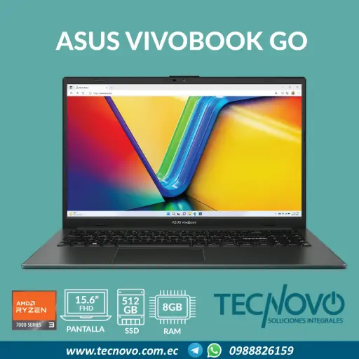 Laptop ASUS Vivobook Go 15 E1504FA AMD Ryzen 3-7320U 8GB DDR5 512GB-SSD 15.6" FHD