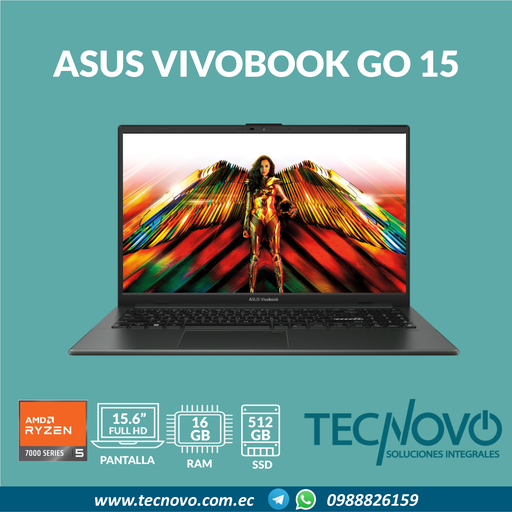 Laptop ASUS VivoBook Go 15 R5-7520U 16GB 512GB-SSD 15,6" FHD + Mochila